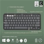 LOGITECH K380S PEBBLE KEYS 2 ÇOKLU CİHAZ ÖZELLİKLİ BLUETOOTH TÜRKÇE Q KLAVYE GRİ 920-011859 - Görsel 2
