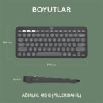 LOGITECH K380S PEBBLE KEYS 2 ÇOKLU CİHAZ ÖZELLİKLİ BLUETOOTH TÜRKÇE Q KLAVYE GRİ 920-011859 - Görsel 3