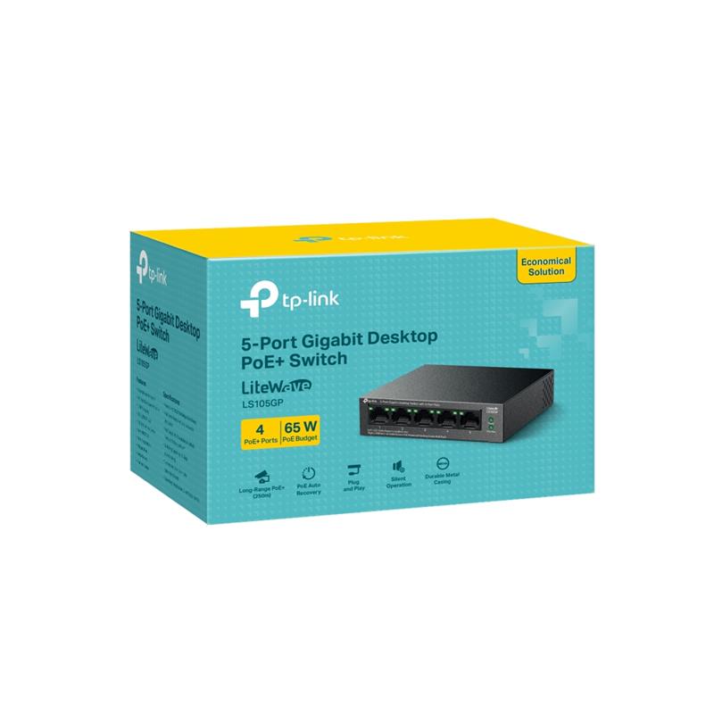 tp-link-ls105gp-4-port-gigabit-1-port-rj45-uplink-poe-65w-250-metre-poe-mesafe-metal-kasa-switch-27171.jpg TP-LINK LS105GP 4 PORT GIGABIT + 1 PORT RJ45 UPLINK POE 65W 250 METRE POE MESAFE METAL KASA SWITCH - Görsel 1